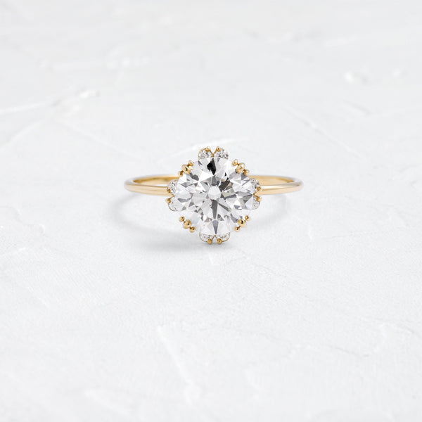 Halo & Triple Prong-Round Lab Grown Diamond Engagement Ring - Solitaire-Oval Lab Grown Diamond Engagement Ring