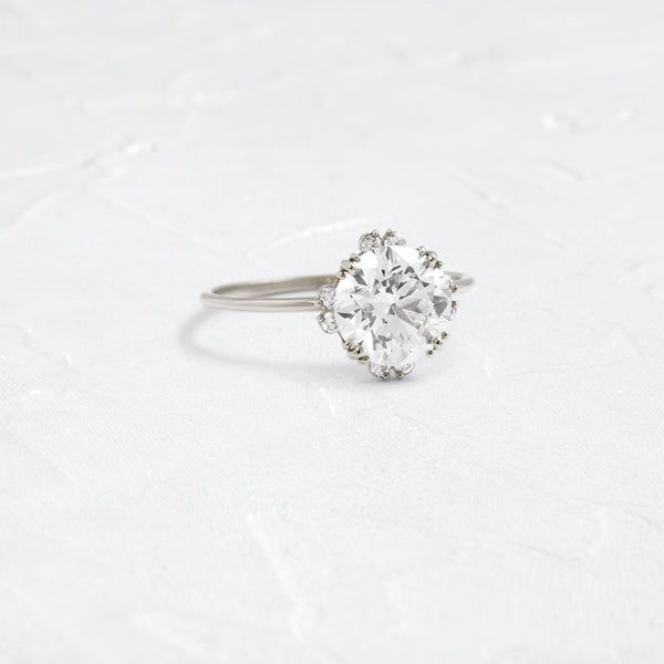 Halo & Triple Prong-Round Lab Grown Diamond Engagement Ring - Solitaire-Oval Lab Grown Diamond Engagement Ring