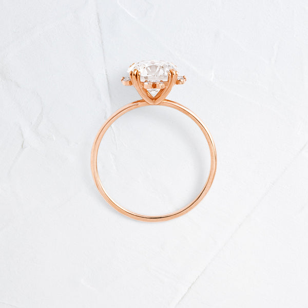 Halo & Triple Prong-Round Lab Grown Diamond Engagement Ring - Solitaire-Oval Lab Grown Diamond Engagement Ring