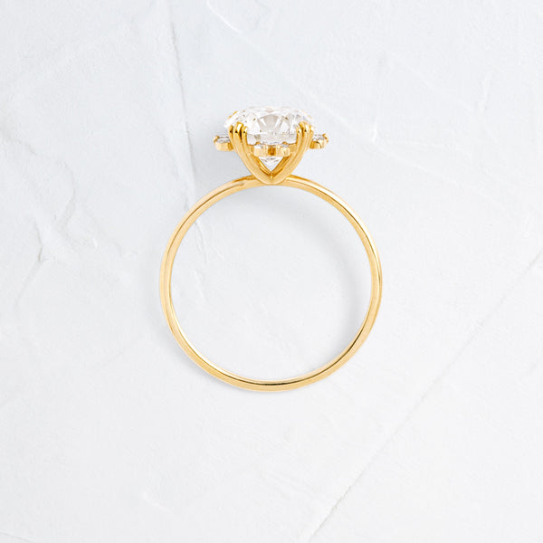 Halo & Triple Prong-Round Lab Grown Diamond Engagement Ring - Solitaire-Oval Lab Grown Diamond Engagement Ring