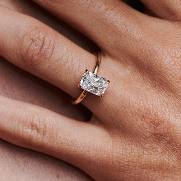 Solitaire-Elongated Cushion Lab Grown Diamond Engagement Ring - Solitaire-Oval Lab Grown Diamond Engagement Ring