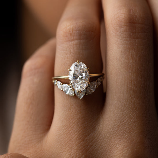Hidden Halo-Oval Lab Grown Diamond Engagement Ring - Solitaire-Oval Lab Grown Diamond Engagement Ring