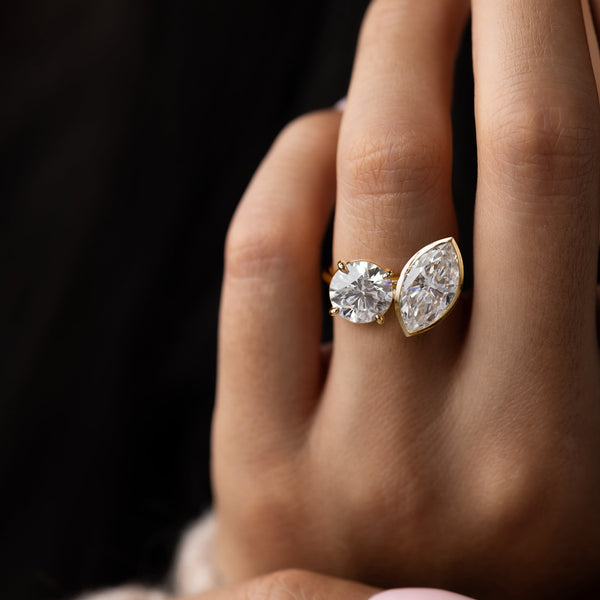 Toi Et Moi-Marquise & Round Lab Grown Diamond Engagement Ring - Solitaire-Oval Lab Grown Diamond Engagement Ring