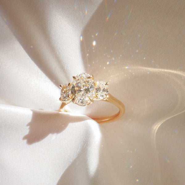 Three Stone-Oval Lab Grown Diamond Engagement Ring - Solitaire-Oval Lab Grown Diamond Engagement Ring
