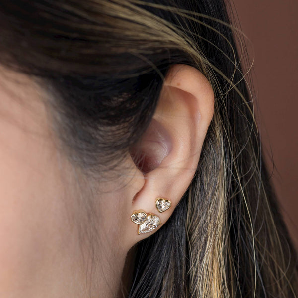 Solitaire Bezel- 0.5 CT Heart Lab Grown Diamond Stud Earrings - Solitaire- 1.0CT Oval Lab Grown Diamond Earrings