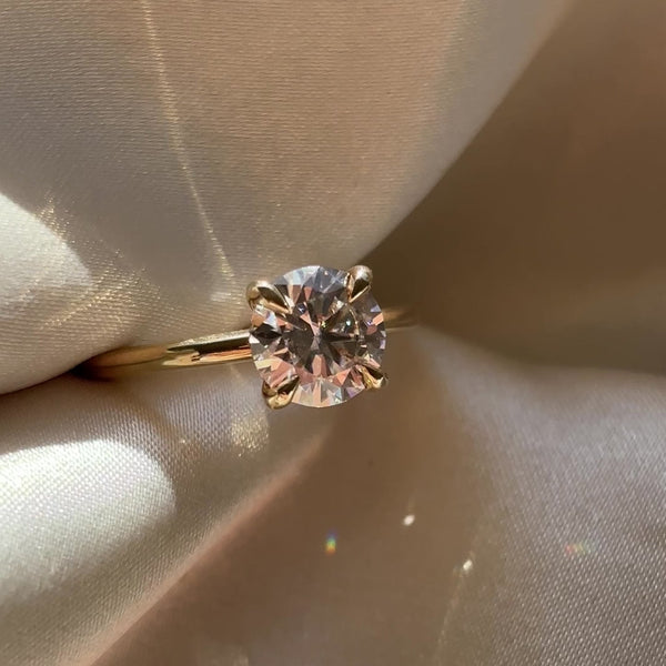 Solitaire Cathedral- 1.5 CT Round Moissanite Engagement Ring - Solitaire Cathedral- 1.5 CT Round Moissanite Engagement Ring