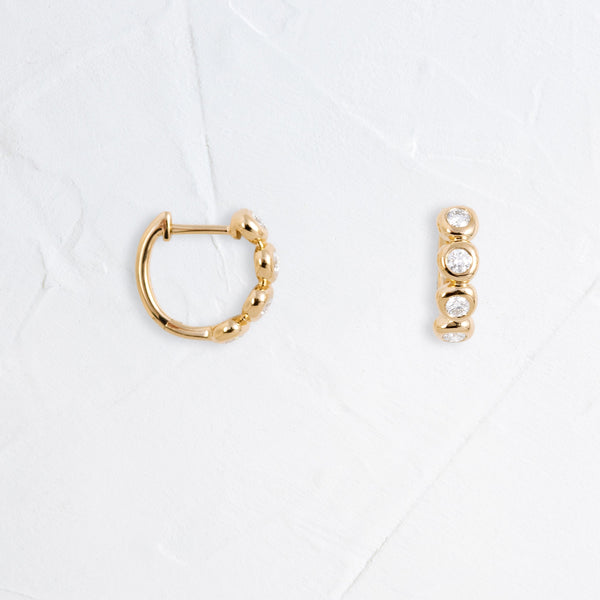 Bezel Half Eternity- 0.35 CT Round Lab Grown Diamond Hoop Earrings - Solitaire- 1.0CT Oval Lab Grown Diamond Earrings