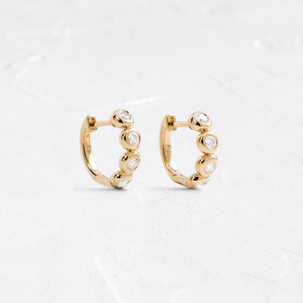Bezel Half Eternity- 0.35 CT Round Lab Grown Diamond Hoop Earrings - Solitaire- 1.0CT Oval Lab Grown Diamond Earrings