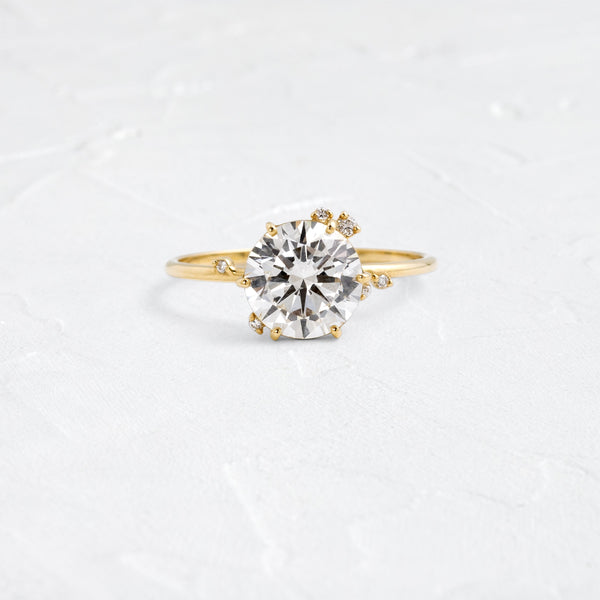 Dainty Cluster-Round Lab Grown Diamond Engagement Ring - Solitaire-Oval Lab Grown Diamond Engagement Ring