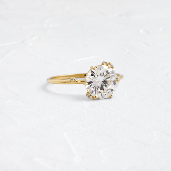 Dainty Cluster-Round Lab Grown Diamond Engagement Ring - Solitaire-Oval Lab Grown Diamond Engagement Ring
