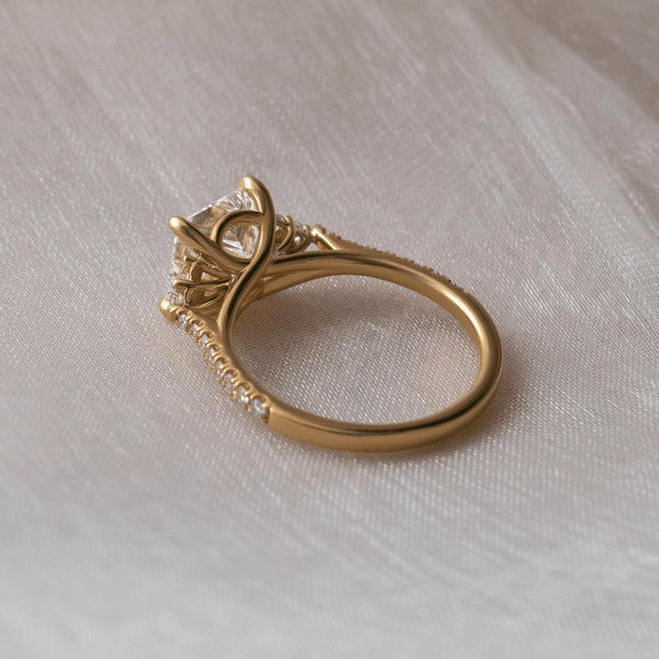 Cluster & Pave-Princess Lab Grown Diamond Engagement Ring - Solitaire-Oval Lab Grown Diamond Engagement Ring