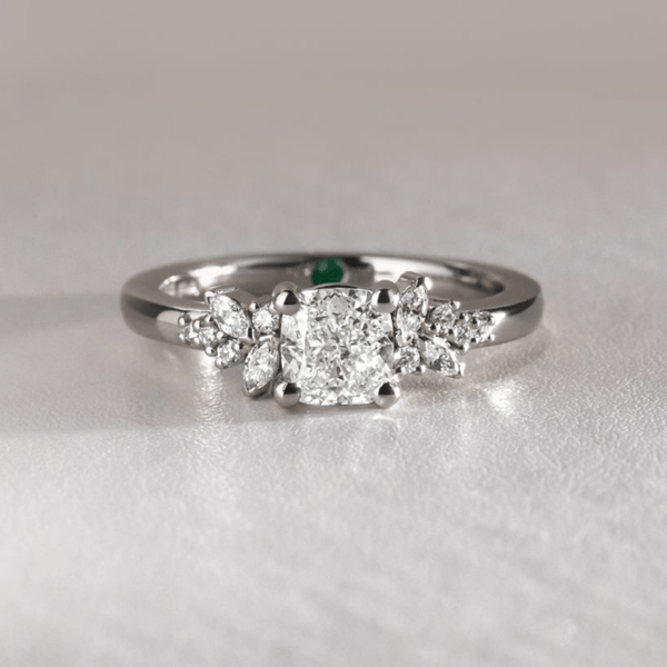Cluster-Cushion Lab Grown Diamond Engagement Ring - Solitaire-Oval Lab Grown Diamond Engagement Ring