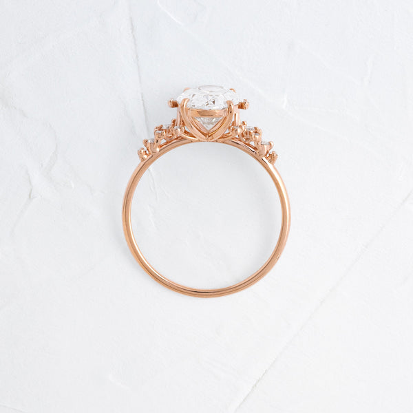 Cluster Style-Oval Lab Grown Diamond Engagement Ring - Solitaire-Oval Lab Grown Diamond Engagement Ring