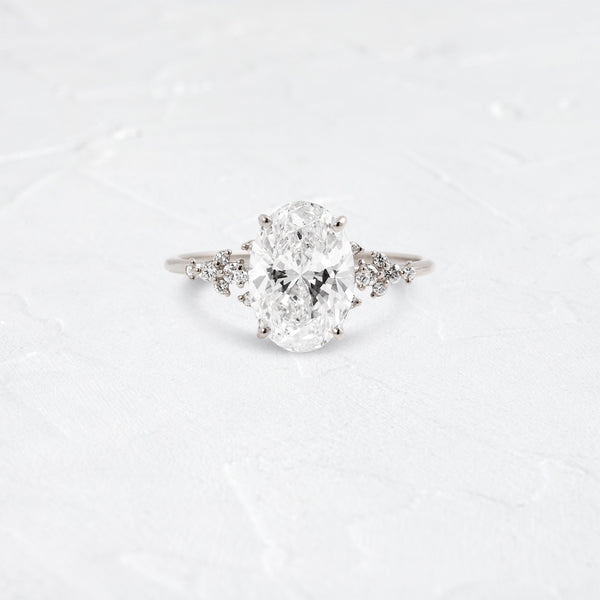 Cluster Style-Oval Lab Grown Diamond Engagement Ring - Solitaire-Oval Lab Grown Diamond Engagement Ring