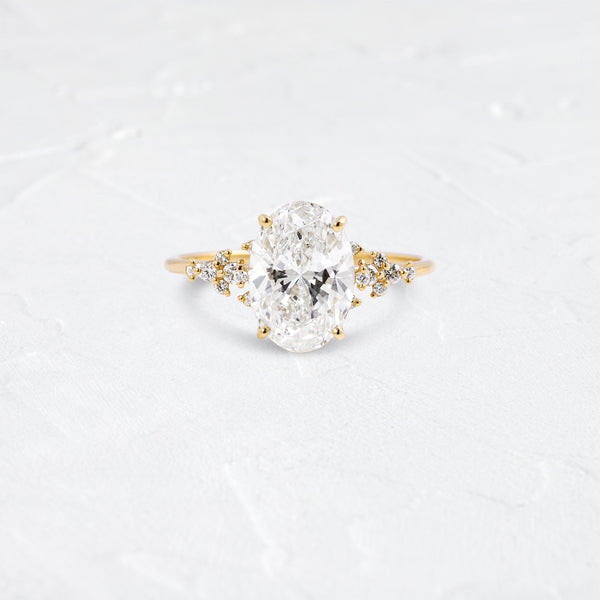 Cluster Style-Oval Lab Grown Diamond Engagement Ring - Solitaire-Oval Lab Grown Diamond Engagement Ring