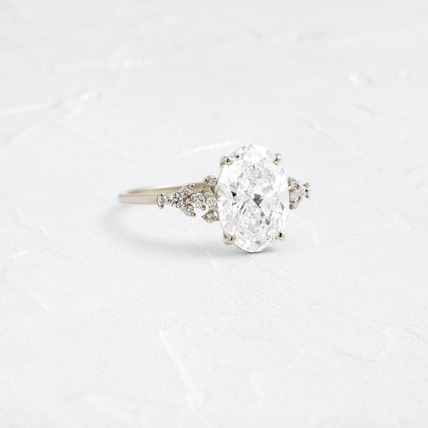 Cluster Style-Oval Lab Grown Diamond Engagement Ring - Solitaire-Oval Lab Grown Diamond Engagement Ring