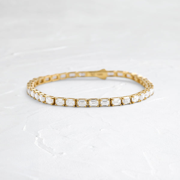 Tennis-8.45 CT Emerald Lab Grown Diamond Bracelets - Solitaire Bezel-1.0 CT Oval Lab Grown Diamond Bracelets