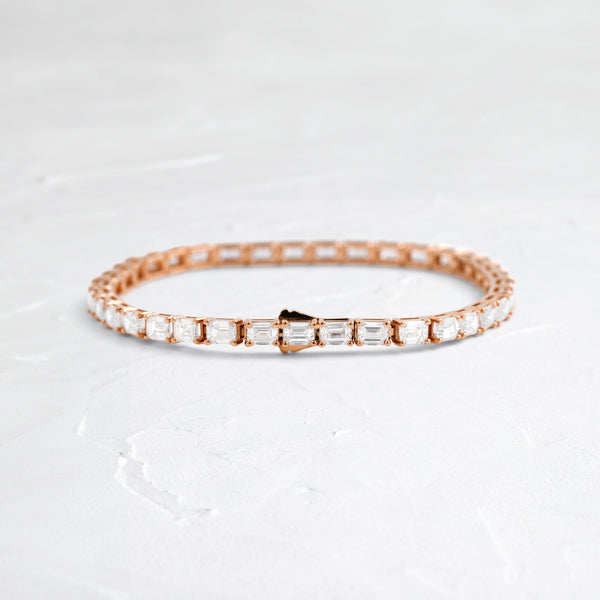 Tennis-8.45 CT Emerald Lab Grown Diamond Bracelets - Solitaire Bezel-1.0 CT Oval Lab Grown Diamond Bracelets