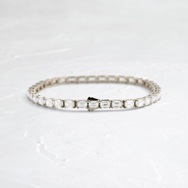 Tennis-8.45 CT Emerald Lab Grown Diamond Bracelets - Solitaire Bezel-1.0 CT Oval Lab Grown Diamond Bracelets