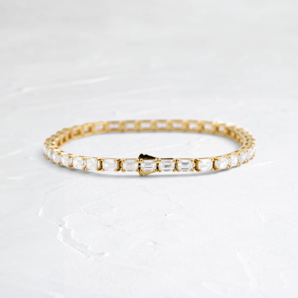 Tennis-8.45 CT Emerald Lab Grown Diamond Bracelets - Solitaire Bezel-1.0 CT Oval Lab Grown Diamond Bracelets