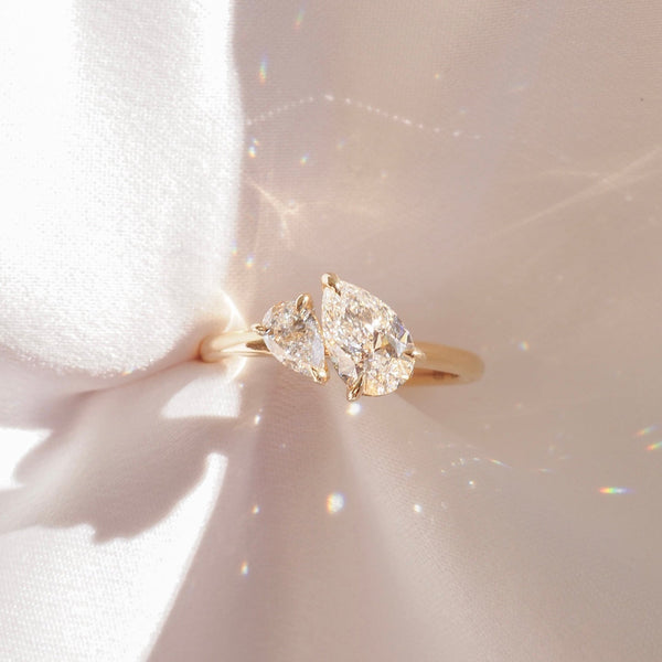 Toi Et Moi-Pear Lab Grown Diamond Engagement Ring - Solitaire-Oval Lab Grown Diamond Engagement Ring