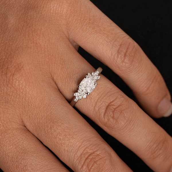 Cluster-Cushion Lab Grown Diamond Engagement Ring - Solitaire-Oval Lab Grown Diamond Engagement Ring