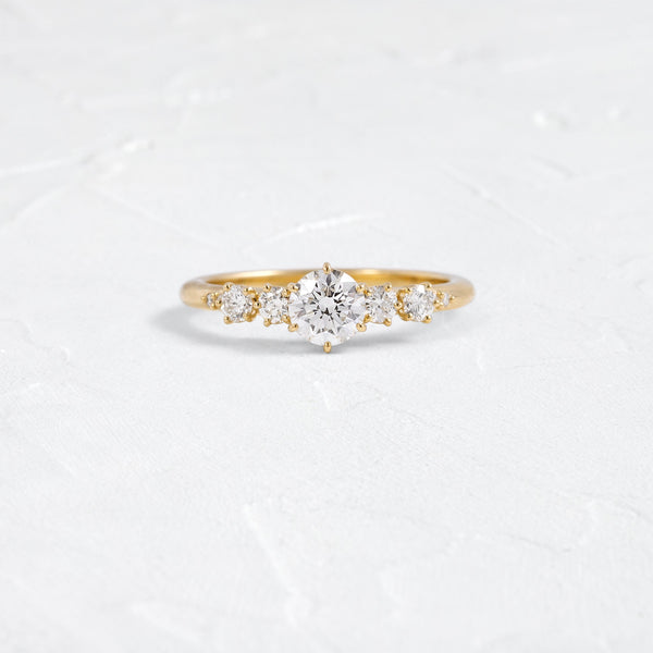 Five Stone Dainty Pave-Round Lab Grown Diamond Engagement Ring - Solitaire-Oval Lab Grown Diamond Engagement Ring