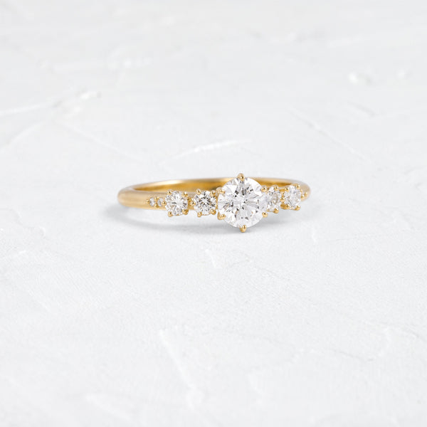 Five Stone Dainty Pave-Round Lab Grown Diamond Engagement Ring - Solitaire-Oval Lab Grown Diamond Engagement Ring