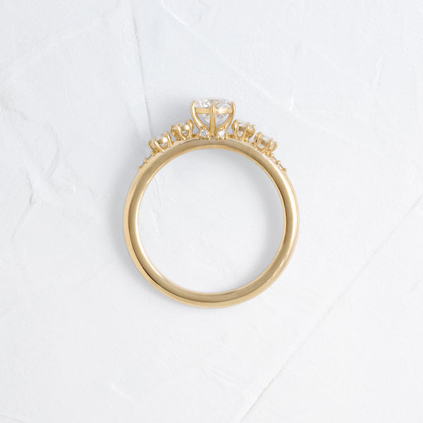 Five Stone Dainty Pave-Round Lab Grown Diamond Engagement Ring - Solitaire-Oval Lab Grown Diamond Engagement Ring