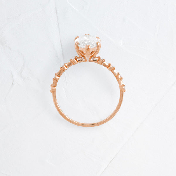 Pave Double Prong-Marquise Lab Grown Diamond Engagement Ring - Solitaire-Oval Lab Grown Diamond Engagement Ring