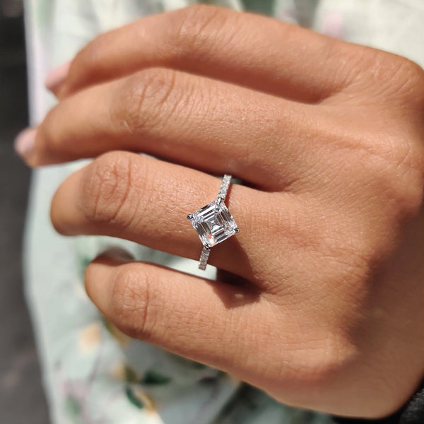 1.50 CT Asscher Hidden Halo & Pave Style Lab Grown Diamond Engagement Ring - 4copy b8b68523 42c6 4d5d 9e0e 33ba4ae0cf7a