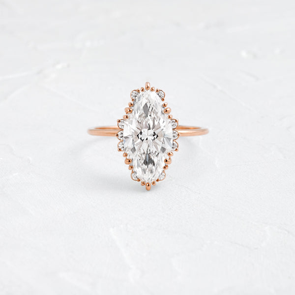 Halo & Triple Prong Style-Marquise Lab Grown Diamond Engagement Ring - Solitaire-Oval Lab Grown Diamond Engagement Ring