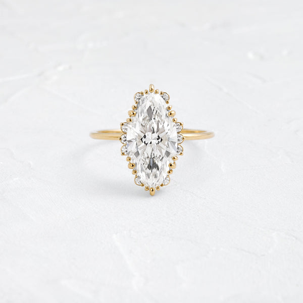 Halo & Triple Prong Style-Marquise Lab Grown Diamond Engagement Ring - Solitaire-Oval Lab Grown Diamond Engagement Ring