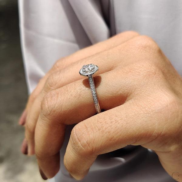 0.50 CT Round Halo Bezel & Pave Style Lab Grown Diamond Engagement Ring - 5 2c41c9c8 c5d1 4577 a948 a9099dfc8a40