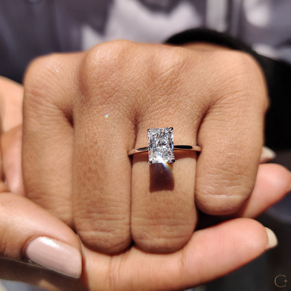 1.50 CT Radiant Solitaire & Tulip Style Lab Grown Diamond Engagement Ring - 5copy 44139869 9066 42f1 a79a 80caba51c12a