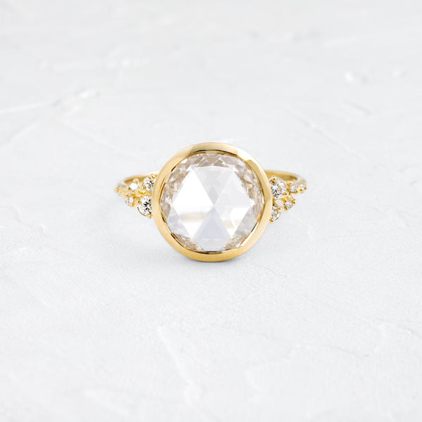 Bezel & Cluster-Rose Cut Lab Grown Diamond Engagement Ring - Solitaire-Oval Lab Grown Diamond Engagement Ring