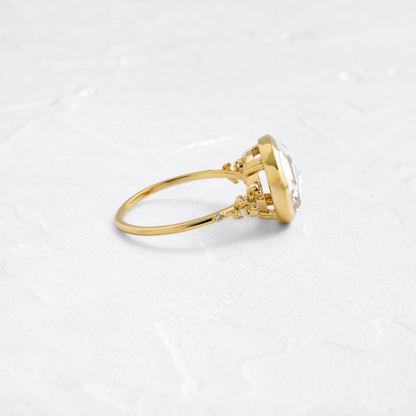 Bezel & Cluster-Rose Cut Lab Grown Diamond Engagement Ring - Solitaire-Oval Lab Grown Diamond Engagement Ring