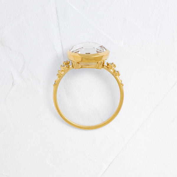 Bezel & Cluster-Rose Cut Lab Grown Diamond Engagement Ring - Solitaire-Oval Lab Grown Diamond Engagement Ring