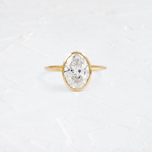 Bezel with Hidden Stones-Oval Lab Grown Diamond Engagement Ring - Solitaire-Oval Lab Grown Diamond Engagement Ring
