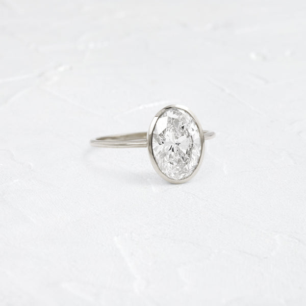 Bezel with Hidden Stones-Oval Lab Grown Diamond Engagement Ring - Solitaire-Oval Lab Grown Diamond Engagement Ring