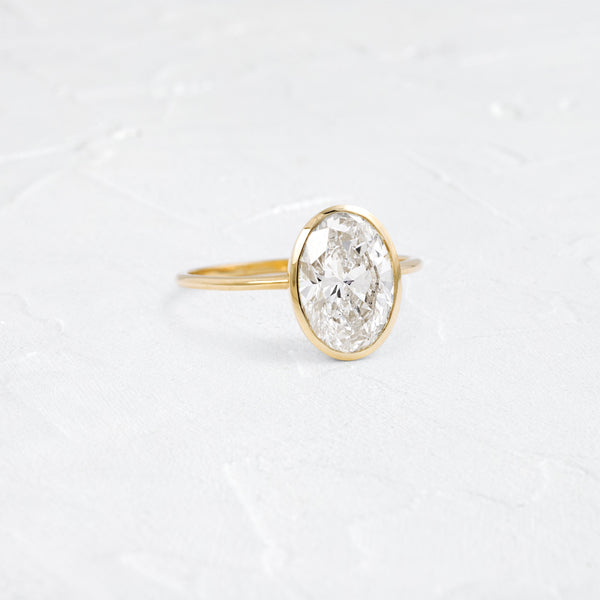 Bezel Hidden Stone-Oval Lab Grown Diamond Engagement Ring - Solitaire-Oval Lab Grown Diamond Engagement Ring