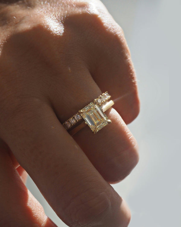 Solitaire & Cathedral-Emerald Lab Grown Diamond Engagement Ring - Solitaire & Cathedral-Emerald Lab Grown Diamond Engagement Ring