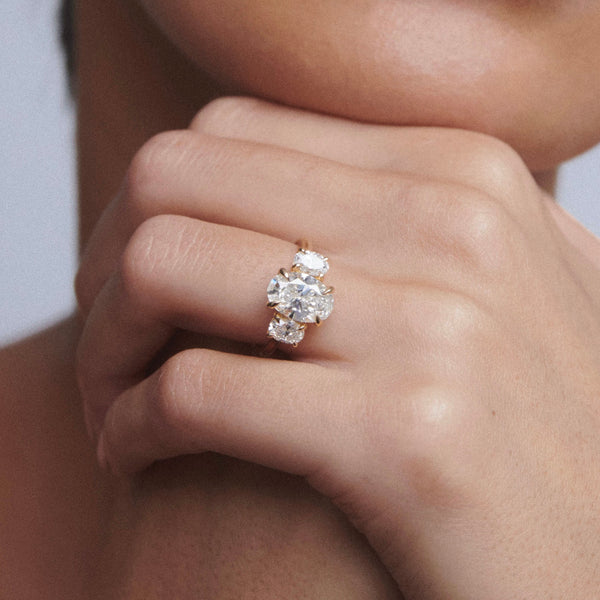 Three Stone-Oval Lab Grown Diamond Engagement Ring - Solitaire-Oval Lab Grown Diamond Engagement Ring
