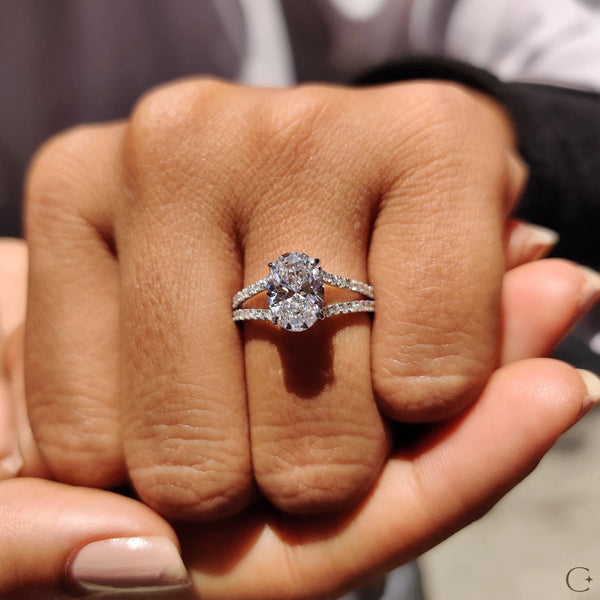1.50 CT Oval Hidden Halo & Split Pave Style Lab Grown Diamond Engagement Ring - 6 f6eea3b6 9051 4b7e be14 f3ab1beabcce