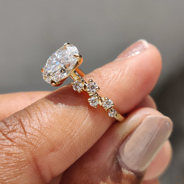 1.50 CT Oval Cluster Style Lab Grown Diamond Engagement Ring - 6copy 57553f8e 1435 4444 b219 b20cd120a0cf
