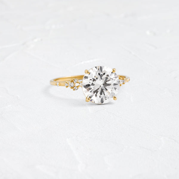 Cluster & Dainty Pave-Round Lab Grown Diamond Engagement Ring - Solitaire-Oval Lab Grown Diamond Engagement Ring