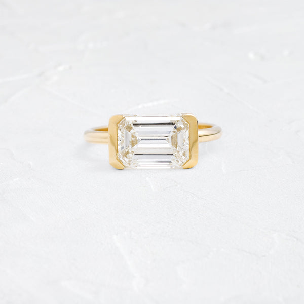 East West Solitaire Half Bezel-Emerald Lab Grown Diamond Engagement Ring - Solitaire-Oval Lab Grown Diamond Engagement Ring