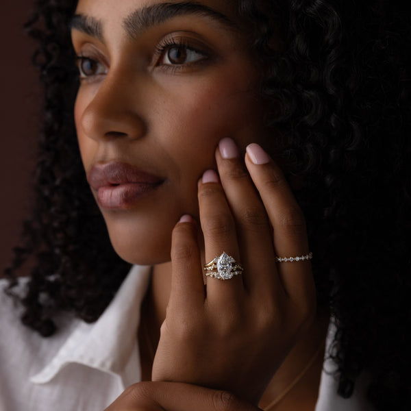 Cluster-Marquise Lab Grown Diamond Engagement Ring - Solitaire-Oval Lab Grown Diamond Engagement Ring