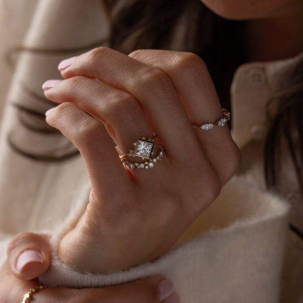 Cluster-Princess Lab Grown Diamond Engagement Ring - Solitaire-Oval Lab Grown Diamond Engagement Ring