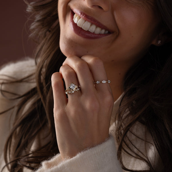 Cluster-Princess Lab Grown Diamond Engagement Ring - Solitaire-Oval Lab Grown Diamond Engagement Ring